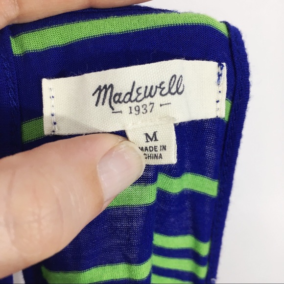 Madewell Blue Green Striped Racerback Tank Top M - Picture 7 of 8